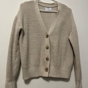 Old Navy Women's Oatmeal Cream Sweater Cardigan Linen Blend